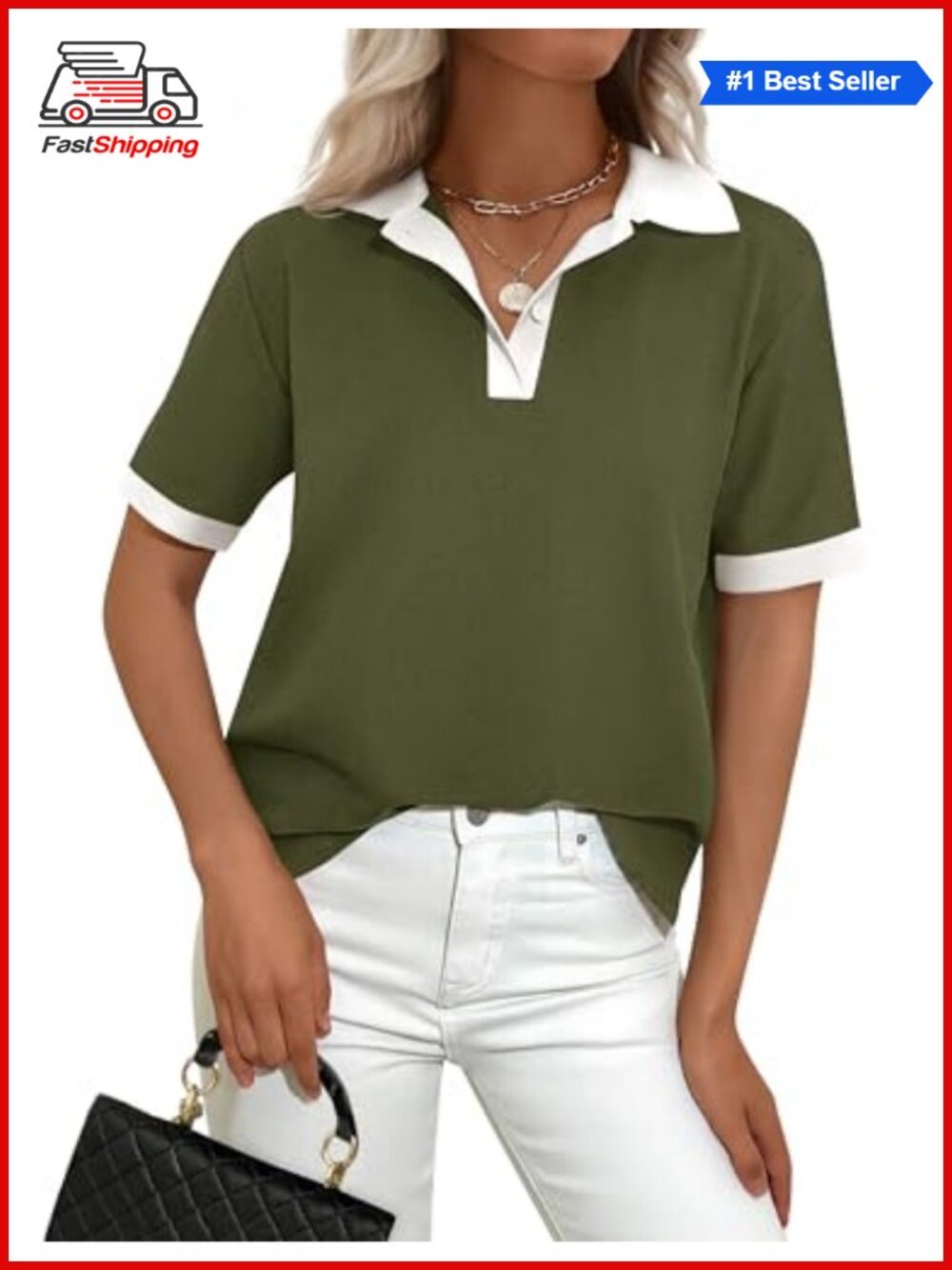✨PRETTYGARDEN Womens Polo Shirt Short Sleeve Collared Button Down Top